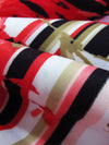 SOLD AS IS ONLY - Deep Carmine Pink/Pale Brown/White/Multi Polyester/Lycra Floral With Stripe Print Scuba Knit 56W