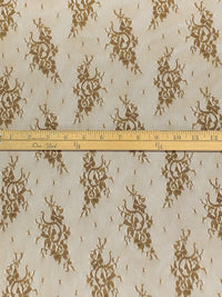 Coyote Brown Polyester/Nylon Embroidered Floral Weave Lace Netting 57W