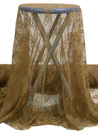 Coyote Brown Polyester/Nylon Embroidered Floral Weave Lace Netting 57W