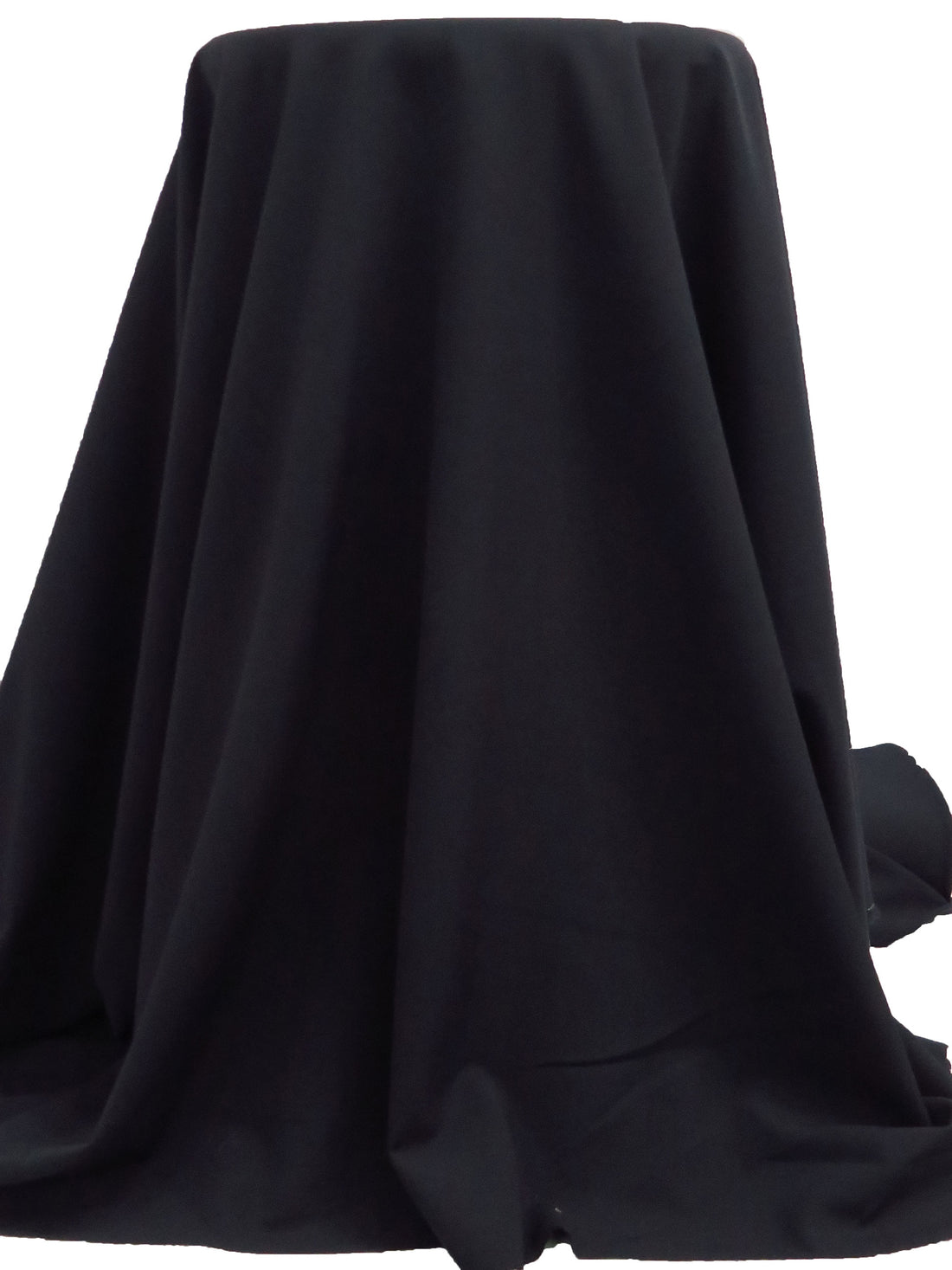 Black Wool/Polyester Blend Plainweave Stretch Suiting 58W