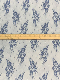 Dark Imperial Blue Polyester/Nylon Embroidered Floral Weave Lace Netting 56W