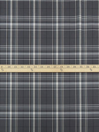 Iron Gray/Slate Gray/Snow White/Black Cotton/Wool/Polyester/Lycra Plaid Stretch Suiting - NY Designer - 58W