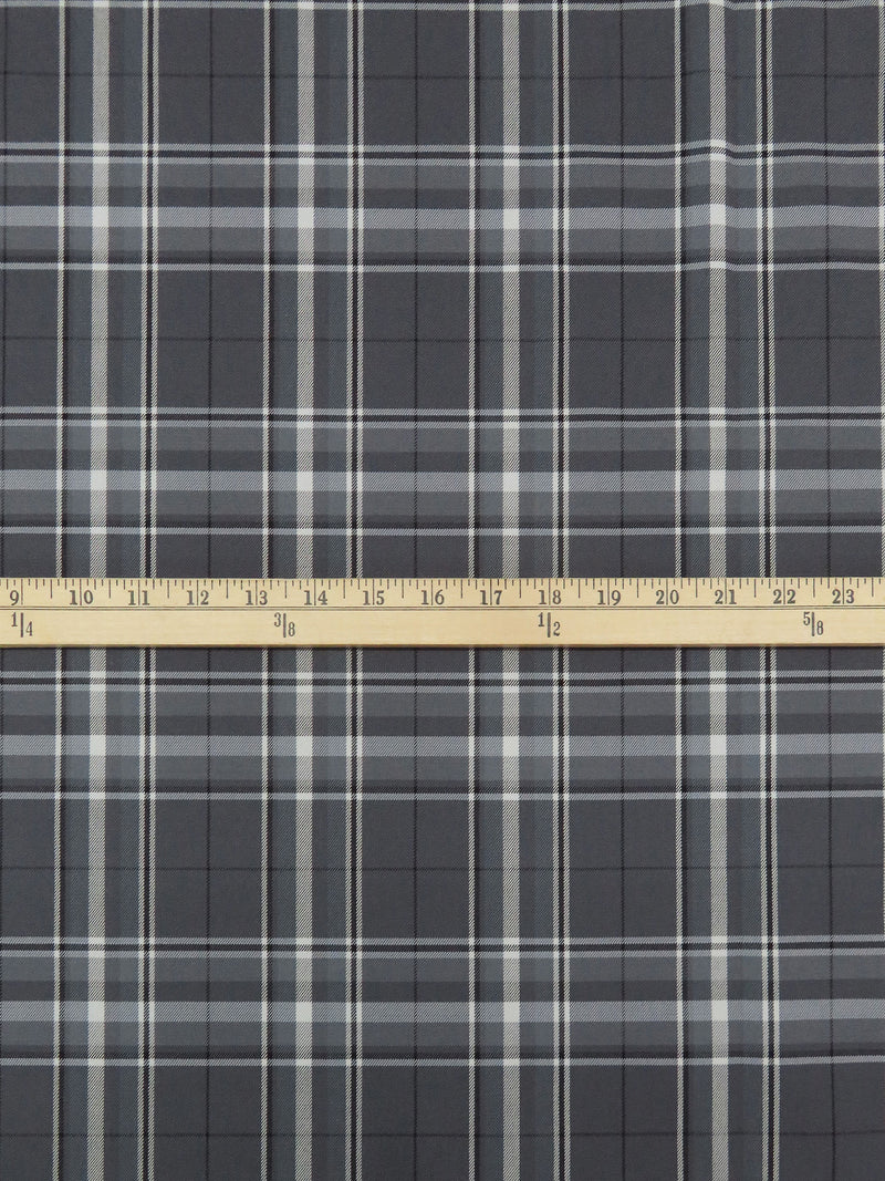 Iron Gray/Slate Gray/Snow White/Black Cotton/Wool/Polyester/Lycra Plaid Stretch Suiting - NY Designer - 58W