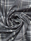 Iron Gray/Slate Gray/Snow White/Black Cotton/Wool/Polyester/Lycra Plaid Stretch Suiting - NY Designer - 58W