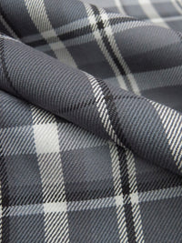 Iron Gray/Slate Gray/Snow White/Black Cotton/Wool/Polyester/Lycra Plaid Stretch Suiting - NY Designer - 58W