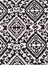 Black/Pearl Polyester/Lycra Tribal Print Liverpool Double Knit 56W
