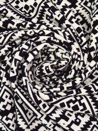 Black/Pearl Polyester/Lycra Tribal Print Liverpool Double Knit 56W