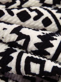Black/Pearl Polyester/Lycra Tribal Print Liverpool Double Knit 56W