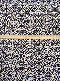 Black/Pearl Polyester/Lycra Tribal Print Liverpool Double Knit 56W