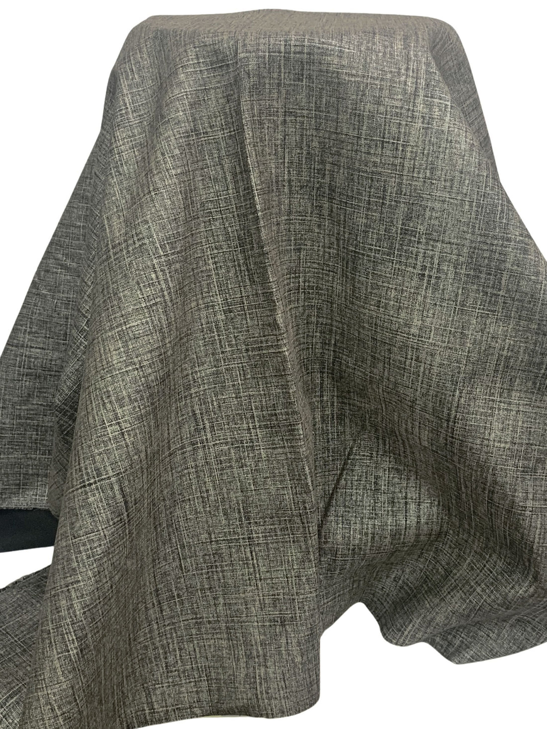 SOLD AS IS ONLY - Burnished Silver/Black 100% Linen Glazed Suiting - NY Designer - 56W