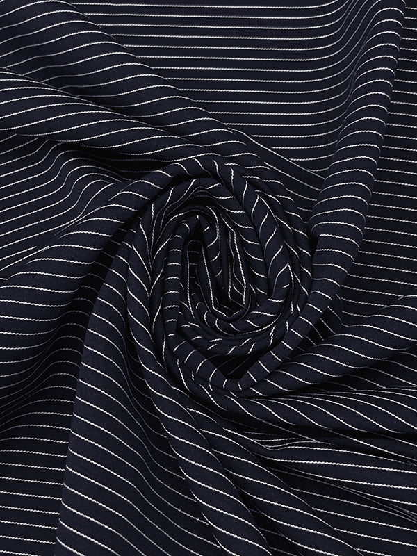 Dark Navy/White Rayon/Nylon/Spandex Raised Horizontal Stripe Stretch Bengaline Suiting - NY Designer - 56W