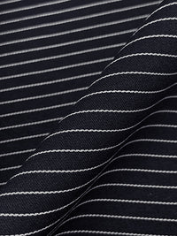 Dark Navy/White Rayon/Nylon/Spandex Raised Horizontal Stripe Stretch Bengaline Suiting - NY Designer - 56W