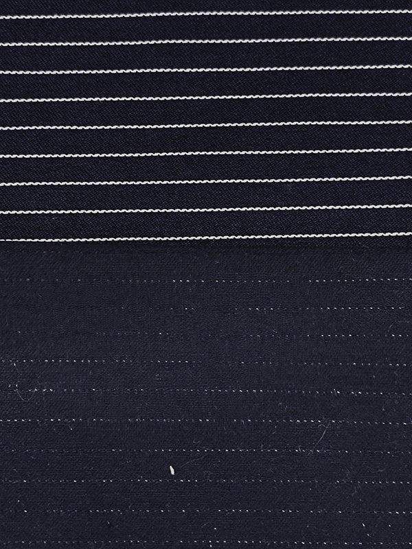 Dark Navy/White Rayon/Nylon/Spandex Raised Horizontal Stripe Stretch Bengaline Suiting - NY Designer - 56W