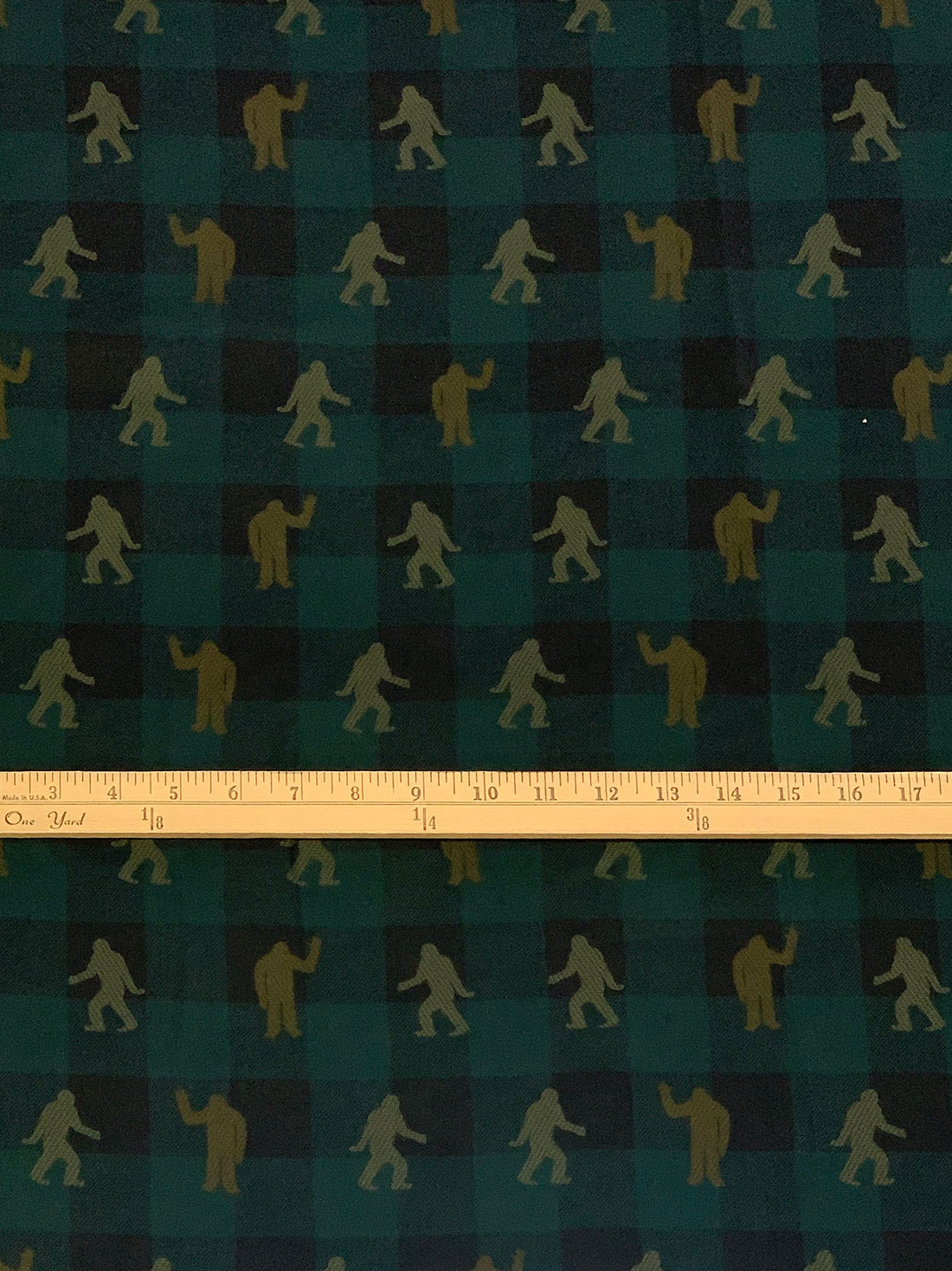 Deep Jungle Green/Black/Olive Drab 100% Cotton Bigfoot Plaid Print Flannel 54W