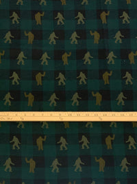 Deep Jungle Green/Black/Olive Drab 100% Cotton Bigfoot Plaid Print Flannel 54W