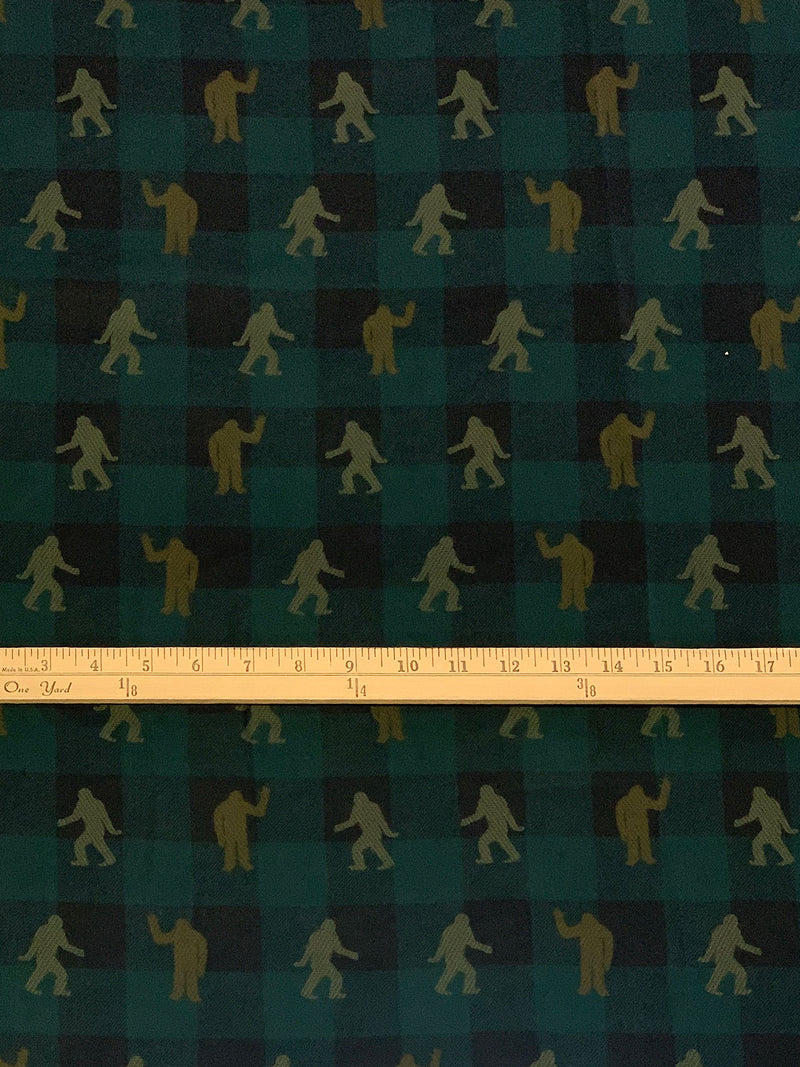Deep Jungle Green/Black/Olive Drab 100% Cotton Bigfoot Plaid Print Flannel 54W