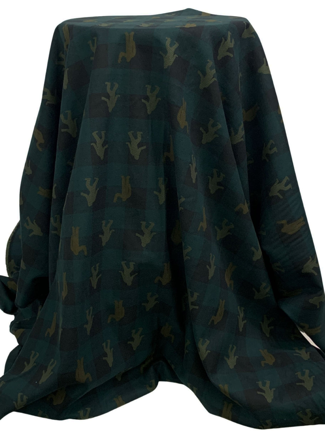 Deep Jungle Green/Black/Olive Drab 100% Cotton Bigfoot Plaid Print Flannel 54W