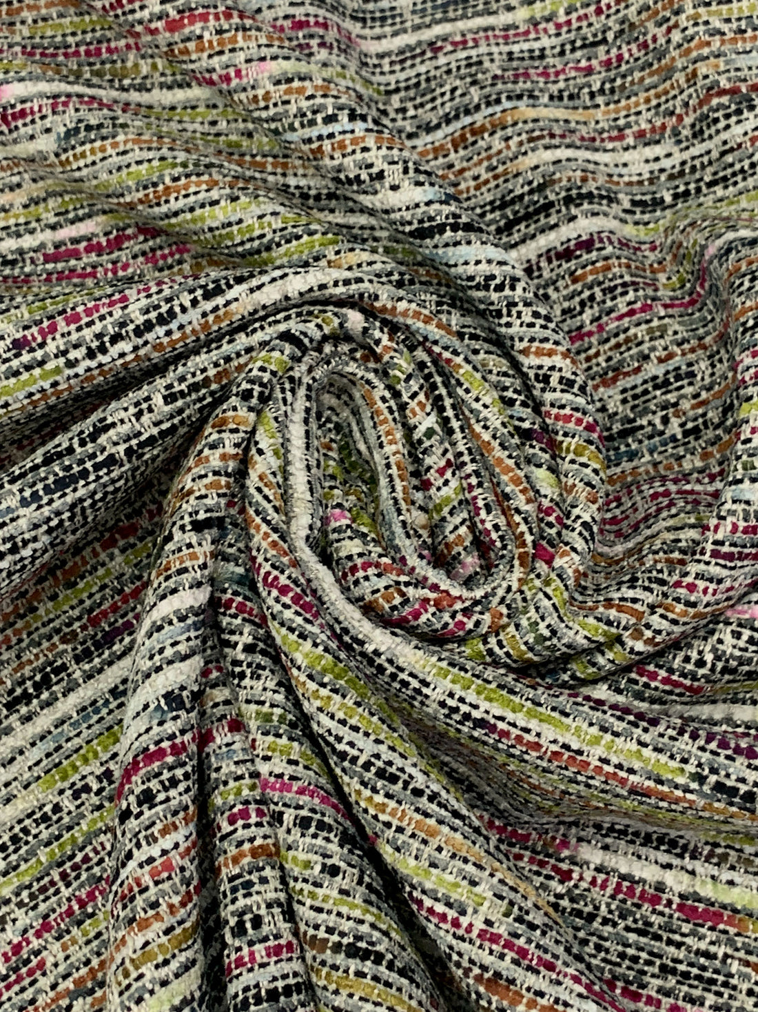 Forest Gold/Black/Fuchsia Ruby/Multi 100% Polyester Horizontal Chenille Tapestry Boucle Woven - NY Designer - 55W