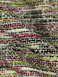Forest Gold/Black/Fuchsia Ruby/Multi 100% Polyester Horizontal Chenille Tapestry Boucle Woven - NY Designer - 55W