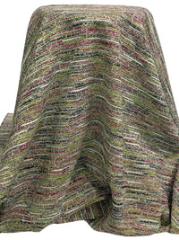 Forest Gold/Black/Fuchsia Ruby/Multi 100% Polyester Horizontal Chenille Tapestry Boucle Woven - NY Designer - 55W