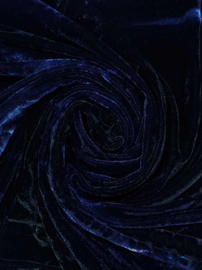 Navy Blue/Black Polyester/Lycra Tie-Dyed Stretch Velvet Knit 58W