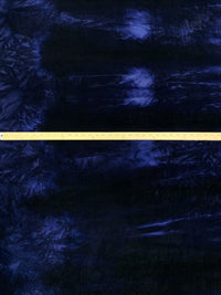 Navy Blue/Black Polyester/Lycra Tie-Dyed Stretch Velvet Knit 58W