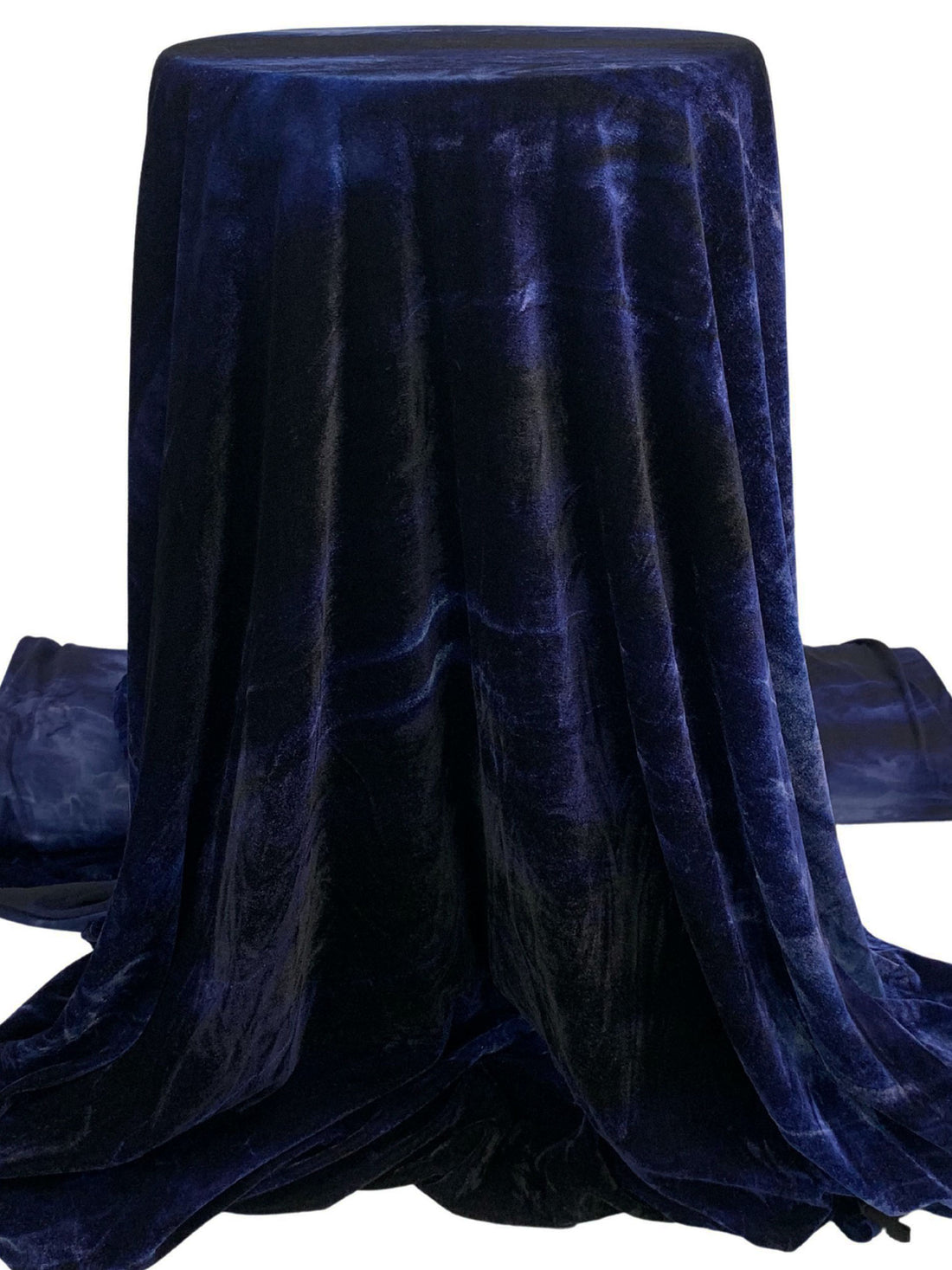 Navy Blue/Black Polyester/Lycra Tie-Dyed Stretch Velvet Knit 58W