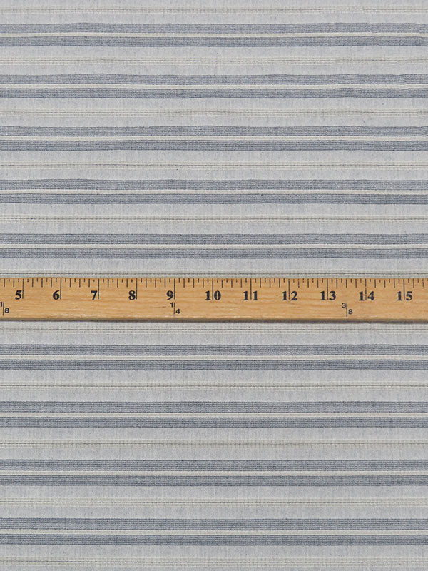 Muted Navy/White/Pale Taupe Cotton/Nylon/Spandex Yarn-Dyed Horizontal Stripe Stretch Bengaline Suiting - NY Designer - 64W