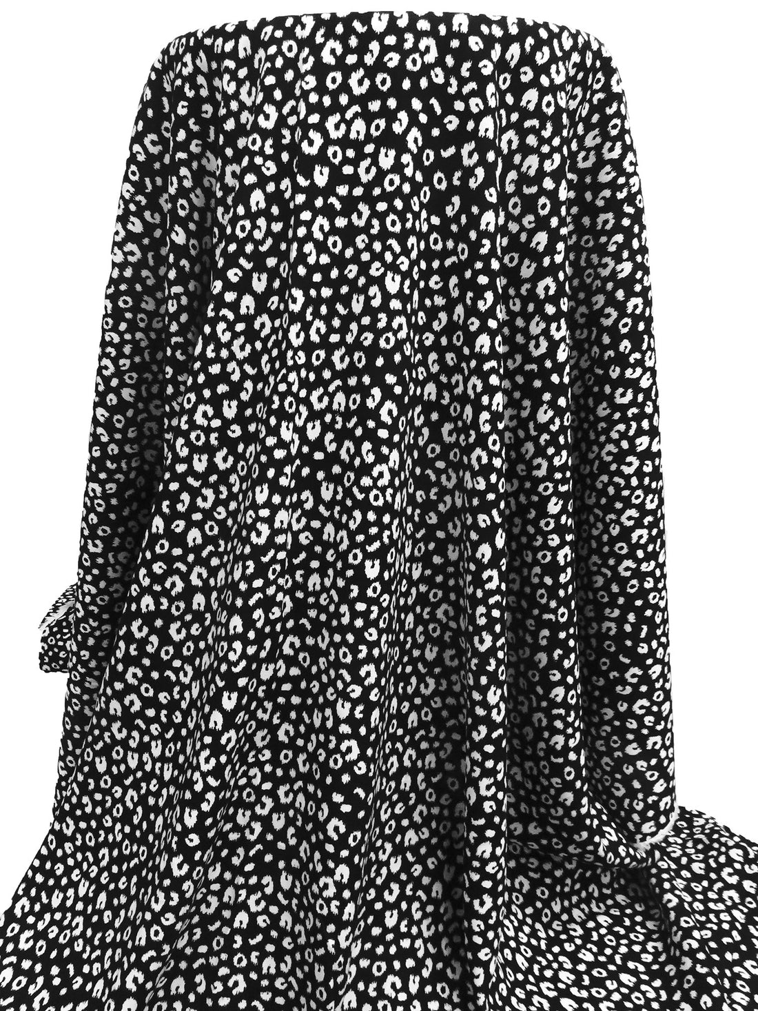 Black/White 100% Rayon Ikat-Look Animal Print Challis 54W