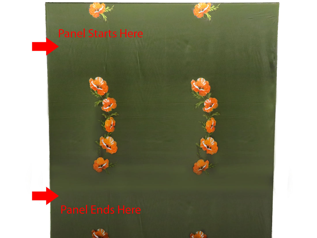 SOLD BY THE PANEL ONLY - Midnight Olive/Orange/White/Multi Polyester/Lycra Floral Cluster Print Stretch Charmeuse - NY Designer - 53W