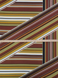 Chocolate/Dark Marigold/Sage/Multi Polyester/Lycra Large Overlapping Stripe Double Border Print Crepe Double Knit 58W