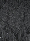 Pitch Black/Matte Black/Light Gray 100% Polyester Geometric Foil Print Novelty Weave Sweater Knit - Imported Form Italy - 50W