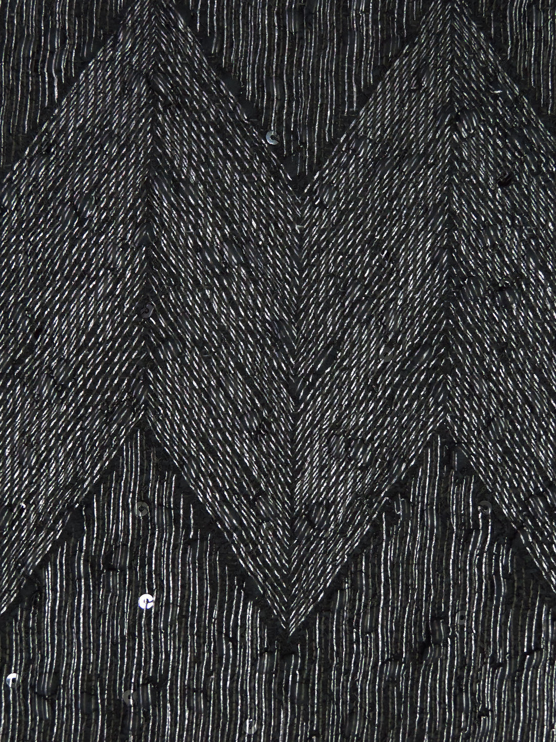 Pitch Black/Matte Black/Light Gray 100% Polyester Geometric Foil Print Novelty Weave Sweater Knit - Imported Form Italy - 50W