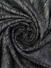 Pitch Black/Matte Black/Light Gray 100% Polyester Geometric Foil Print Novelty Weave Sweater Knit - Imported Form Italy - 50W