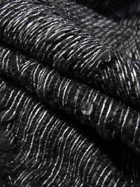 Pitch Black/Matte Black/Light Gray 100% Polyester Geometric Foil Print Novelty Weave Sweater Knit - Imported Form Italy - 50W