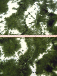 Deep Forest Green/White Polyester/Rayon/Lycra Tie-Dye Print French Terry Knit 60W