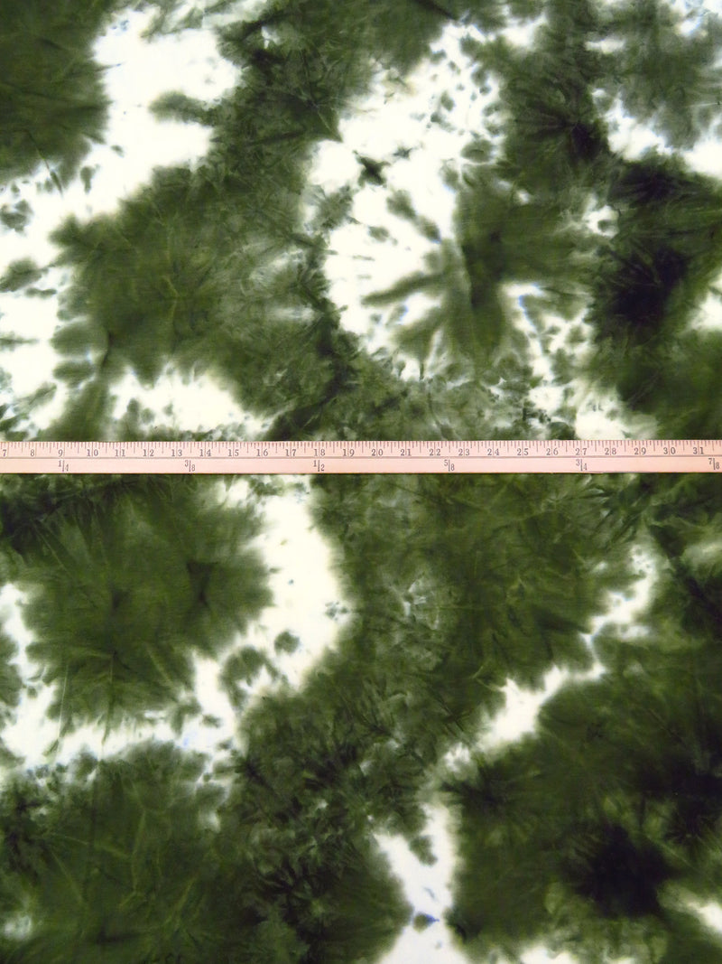 Deep Forest Green/White Polyester/Rayon/Lycra Tie-Dye Print French Terry Knit 60W
