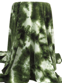 Deep Forest Green/White Polyester/Rayon/Lycra Tie-Dye Print French Terry Knit 60W