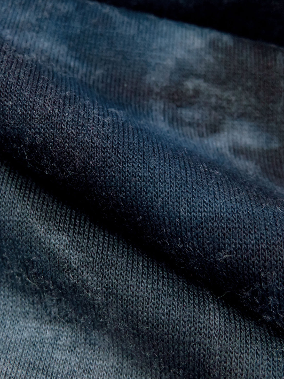 Prussian Blue/Black/White Polyester/Rayon/Lycra Tie-Dye Print French Terry Knit 60W