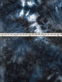 Prussian Blue/Black/White Polyester/Rayon/Lycra Tie-Dye Print French Terry Knit 60W