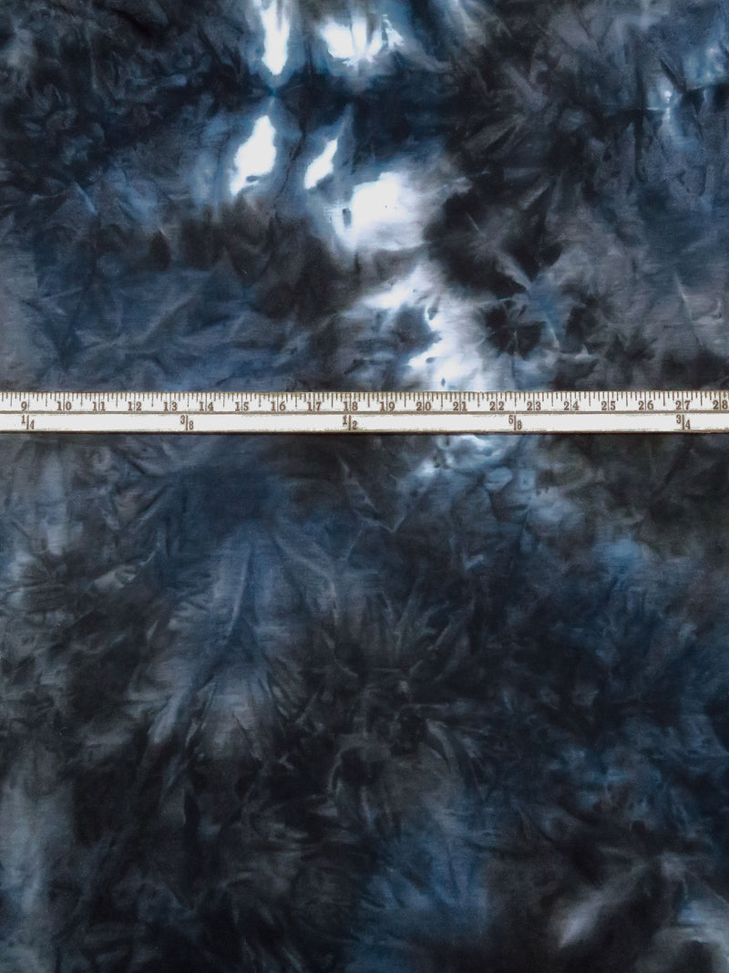 Prussian Blue/Black/White Polyester/Rayon/Lycra Tie-Dye Print French Terry Knit 60W