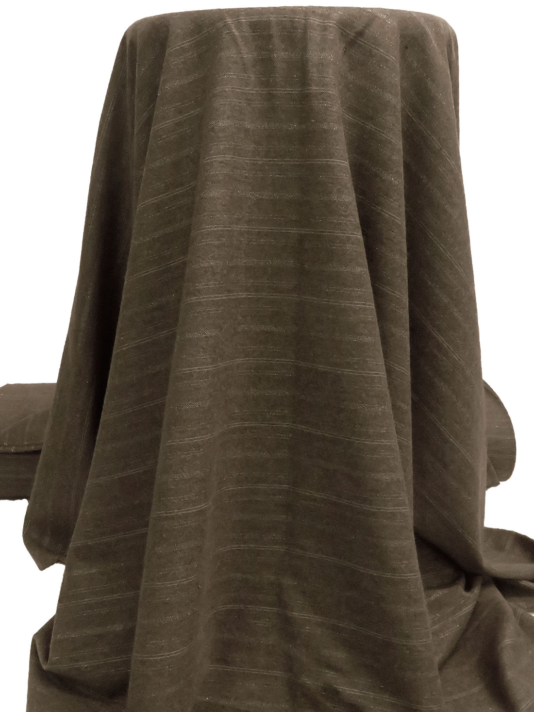 Rikan Brown/Black/Silver Wool/Polyester/Metallic Horizontal Stripe Weave Flannel Suiting - NY Designer - 59W