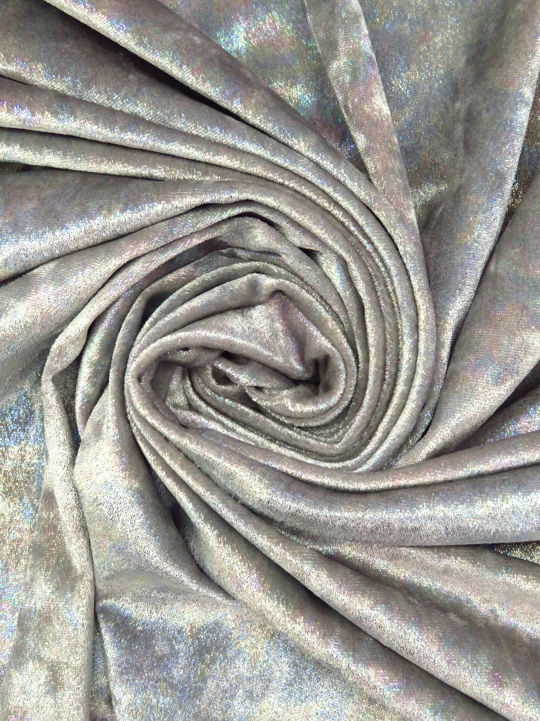Silver Foil Polyester/Lycra Shimmer Stretch Velvet Knit 54W