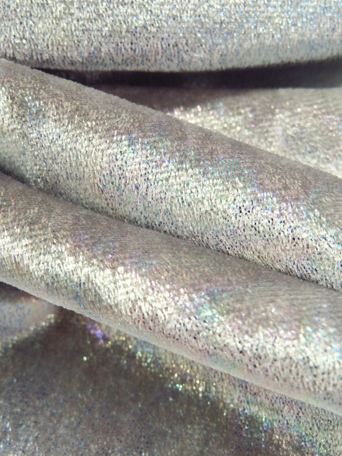 Silver Foil Polyester/Lycra Shimmer Stretch Velvet Knit 54W