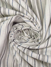 Cream/Dark Navy/Pastel Gray/Black Linen/Cotton Yarn-Dyed Vertical Stripe Weave Midweight Woven 56W