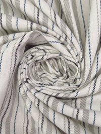 Cream/Dark Navy/Pastel Gray/Black Linen/Cotton Yarn-Dyed Vertical Stripe Weave Midweight Woven 56W