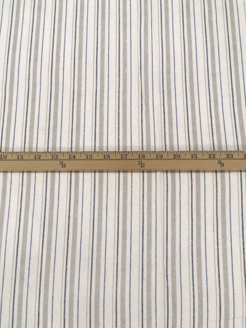 Cream/Dark Navy/Pastel Gray/Black Linen/Cotton Yarn-Dyed Vertical Stripe Weave Midweight Woven 56W
