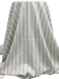 Cream/Dark Navy/Pastel Gray/Black Linen/Cotton Yarn-Dyed Vertical Stripe Weave Midweight Woven 56W