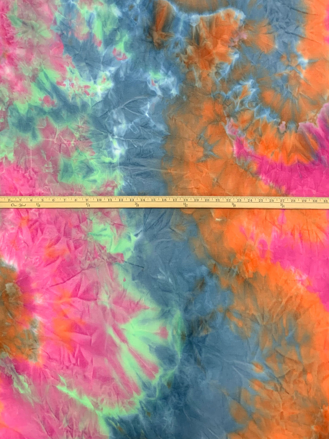 Mandarin/Lakeside Blue/Charm Pink/Multi Polyester/Rayon/Lycra Tie-Dyed French Terry Knit 60W