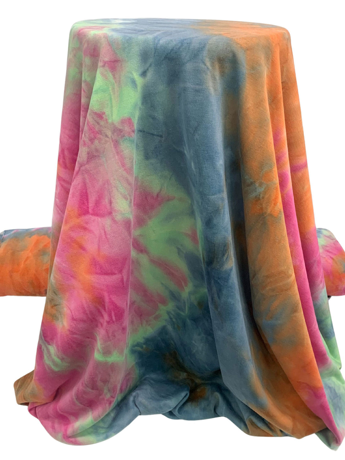 Mandarin/Lakeside Blue/Charm Pink/Multi Polyester/Rayon/Lycra Tie-Dyed French Terry Knit 60W